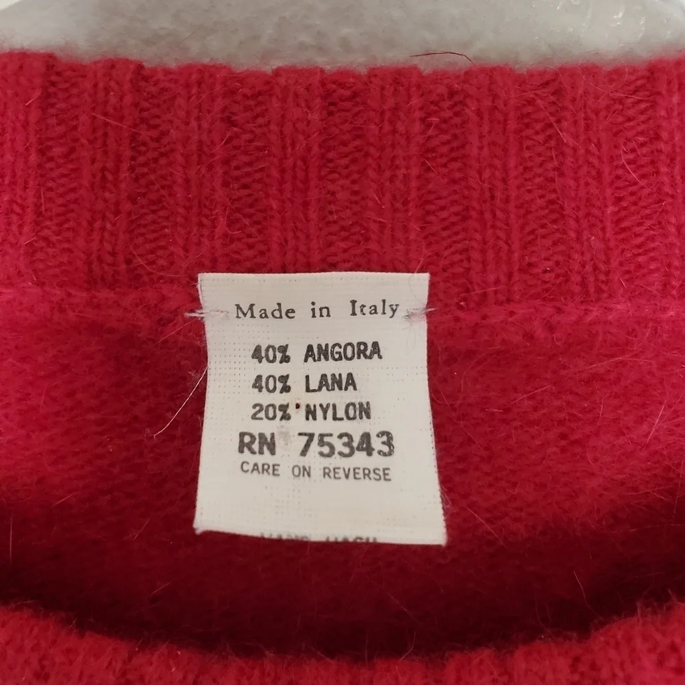 Vintage Kenji RN# 75343 Reindeer Holiday Sequin Embroidered Angora Wool Sweater